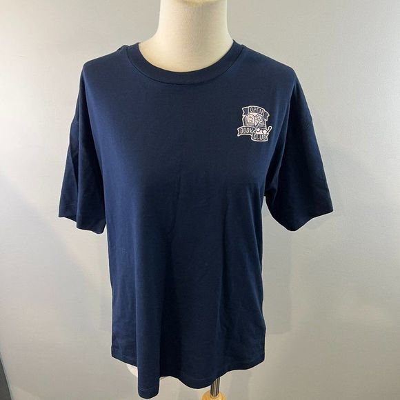 NWOT ABOUND Navy Blue Crew Neck Open Book Club Tee (S) - Picture 2 of 8